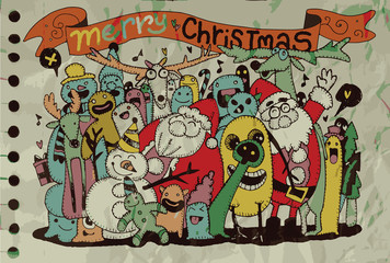 Hand drawing of Doodle Christmas background