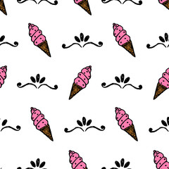 Seamless vintage ice cream pattern