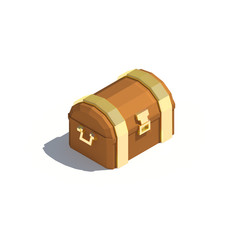 low poly Treasure Chest - Low poly woodent treasure chest on isolated white background