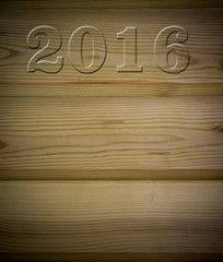 Wooden Board with drawing room 2016 under the tree, texture back