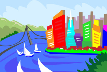 Obraz premium San Francisco Abstract Skyline City Skyscraper Silhouette