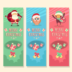 Merry Christmas Vertical Banner Greeting Card and Happy New Year