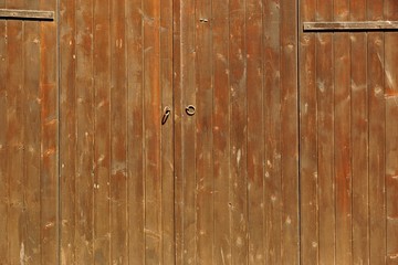 Rustic Brown Wood Plank Door Or Gate Horizontal Background