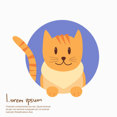 Cartoon Cat Face Smile Banner Flat Vector