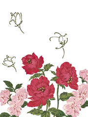 Sierkussen Elegant Vintage Flower Illustration. Greeting card design / white © sakuradrops