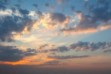 Fototapeta na wymiar Amazing Panoramic Background of Real Sunrise Sky