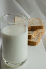 Easy Breakfast with Whole Grain Bread and A Glass of Milk.