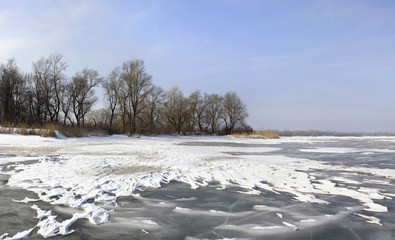 Beautiful winter landscape in the near coast