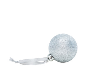 Silver Christmas ball decoration isolated on white background