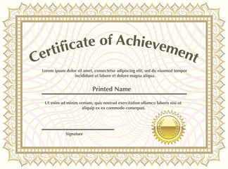 Certificate with golden seal vector