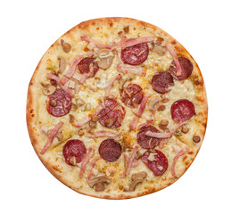 Pizza Meat with mushrooms isolated on white background