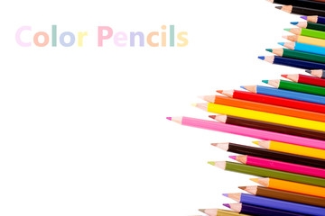 Fototapeta premium Colour pencils isolated on white background close up