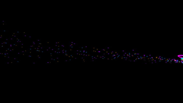 A spinning moving Circular Stylized Whirlwind With colorful Sparkle Trail on an isolated black background