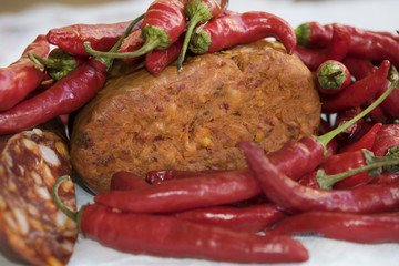 hot peppers salami and ndoja