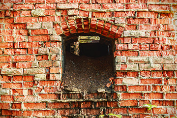 old destroyed brick wall