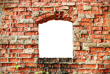 old destroyed brick wall of the building