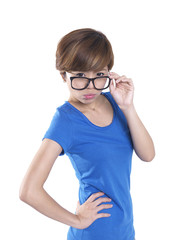 Tomboy looking asian chinese girl in blue