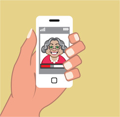 Grandma on the phone Vector Smartphone