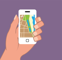 Smartphone with a map App Vector