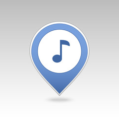 Music note pin map icon. Map pointer, markers. 