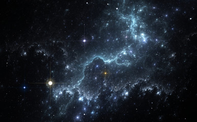 Fototapeta na wymiar Space background with blue nebula and stars