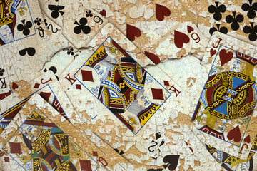 abstract cracked poker cards for background