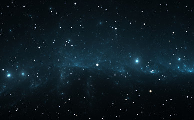 Space background with blue nebula and stars
