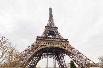 Fototapeta na wymiar Eiffel tower in Paris, view from ground