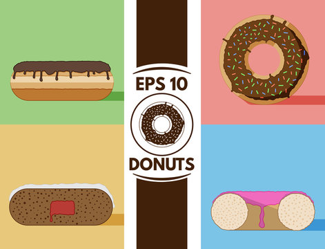 Flat donuts collection eps10