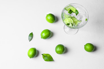 Fresh cocktail with lime slices