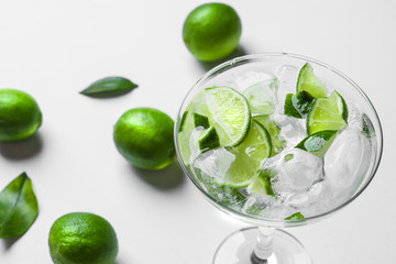 Fresh cocktail with lime slices