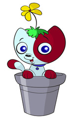 cute cat in flower pot