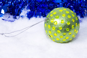 Christmas balls in the snow