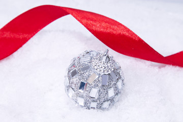 Christmas balls in the snow