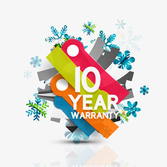 Christmas sale, 10 year warranty label. Holiday tag