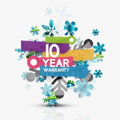 Christmas sale, 10 year warranty label. Holiday tag