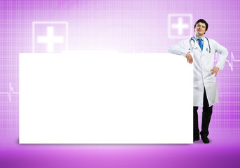 Doctor with banner