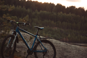 Fototapeta na wymiar Bicycle forest background