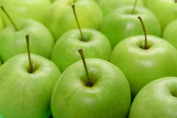 Ripe green apples close up