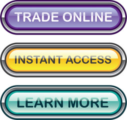 Trade Online Instant Access Learn More Buttons Glossy Vector