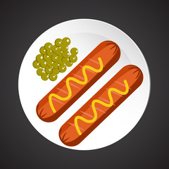Sausage with peas illustration