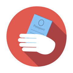 Hold passport colored flat icon
