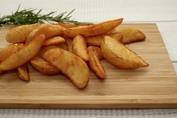 Roasted potatoes on the desk
