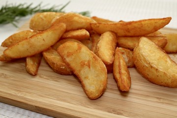 Roasted potatoes on the desk