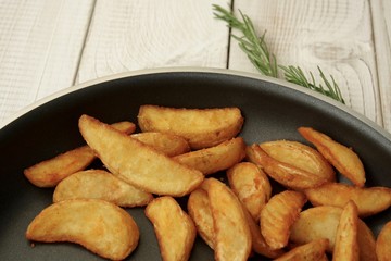 Roasted potatoes in a frying pan
