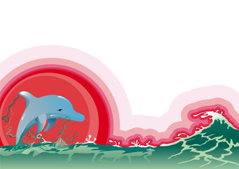 arrière plan dauphin rouge