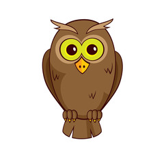 Cute litte owl isolated on white background. Vector graphics.