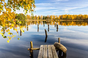 Foto auf Alu-Dibond Schwedischer See im Oktober © Piotr Wawrzyniuk