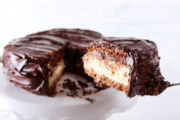 chocolate biscuit on white background