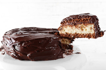 chocolate biscuit on white background